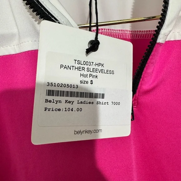 Belyn Key Vibrant Pink and White Sleeveless Top Panther Size Small NWT - Picture 5 of 6